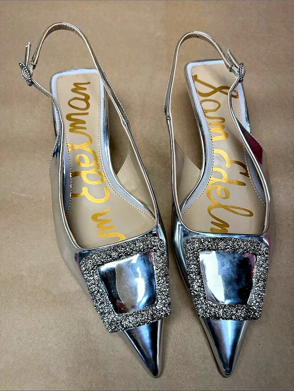 Sam Edelman Bianka Slingback Pump Silver Heels US 8